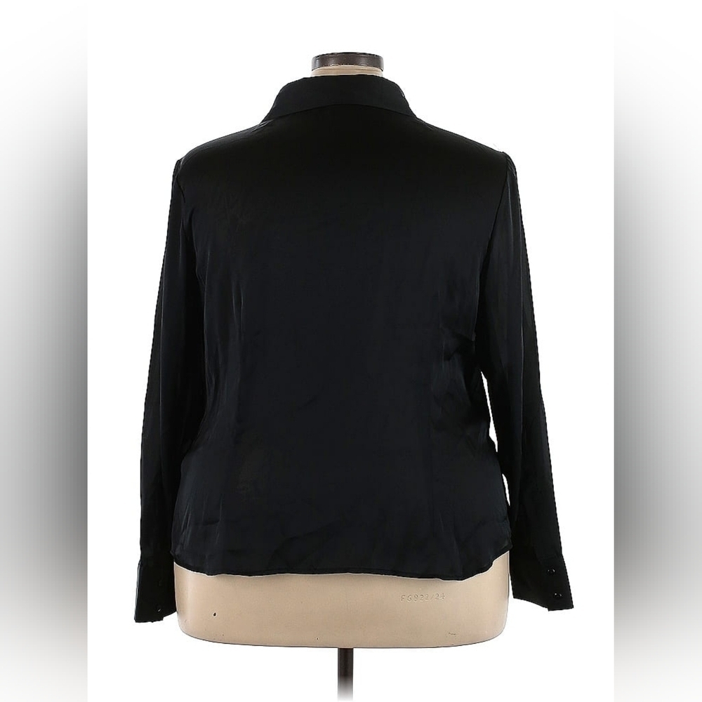 Investments II Black Sheer Button-Down Blouse Women’s Size 24 EUC - Picture 3 of 4